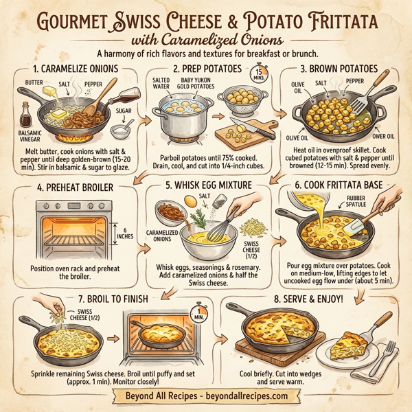 Gourmet Swiss Cheese and Potato Frittata with Caramelized Onions instructions