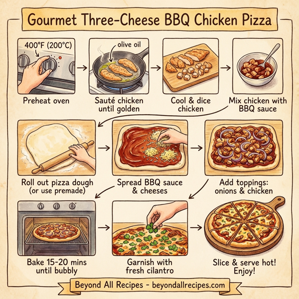 Gourmet Three-Cheese BBQ Chicken Pizza instructions