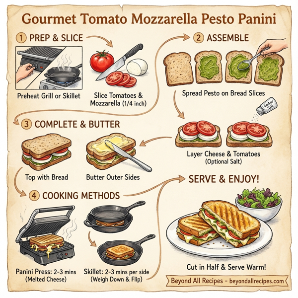 Gourmet Tomato Mozzarella Pesto Panini instructions
