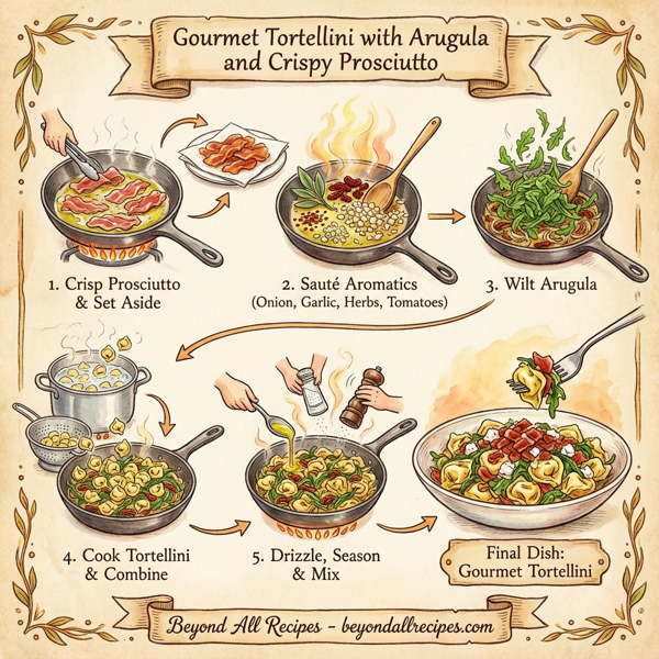 Gourmet Tortellini with Arugula and Crispy Prosciutto instructions