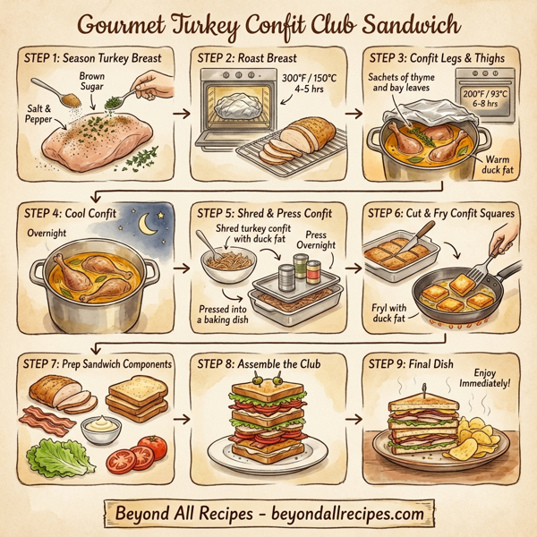 Gourmet Turkey Confit Club Sandwich instructions