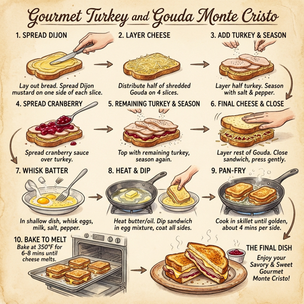Gourmet Turkey and Gouda Monte Cristo instructions