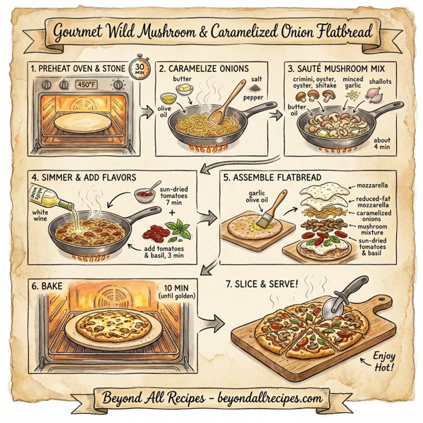 Gourmet Wild Mushroom and Caramelized Onion Flatbread instructions