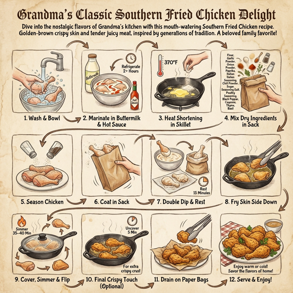 Grandma's Classic Southern Fried Chicken Delight instructions