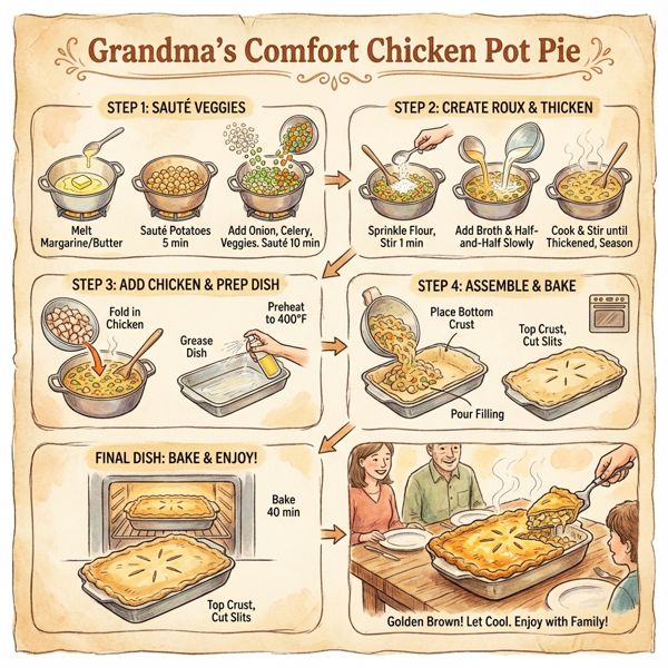 Grandma's Comfort Chicken Pot Pie instructions