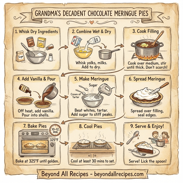 Grandma's Decadent Chocolate Meringue Pies instructions