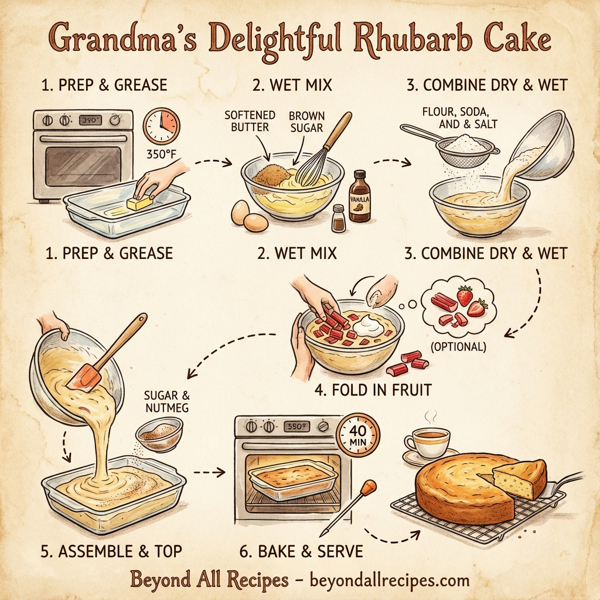 Grandma's Delightful Rhubarb Cake instructions