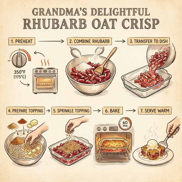Grandma's Delightful Rhubarb Oat Crisp instructions