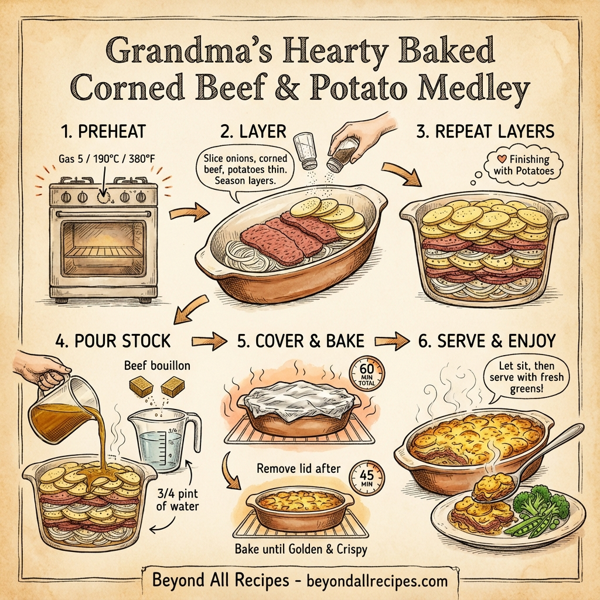 Grandma's Hearty Baked Corned Beef & Potato Medley instructions