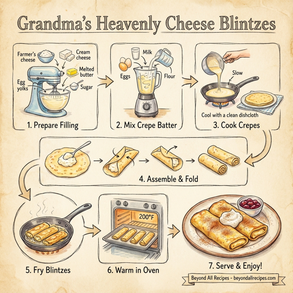 Grandma's Heavenly Cheese Blintzes instructions