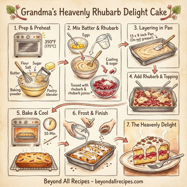 Grandma's Heavenly Rhubarb Delight Cake instructions