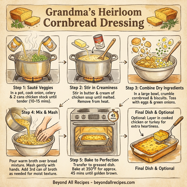 Grandma's Heirloom Cornbread Dressing instructions