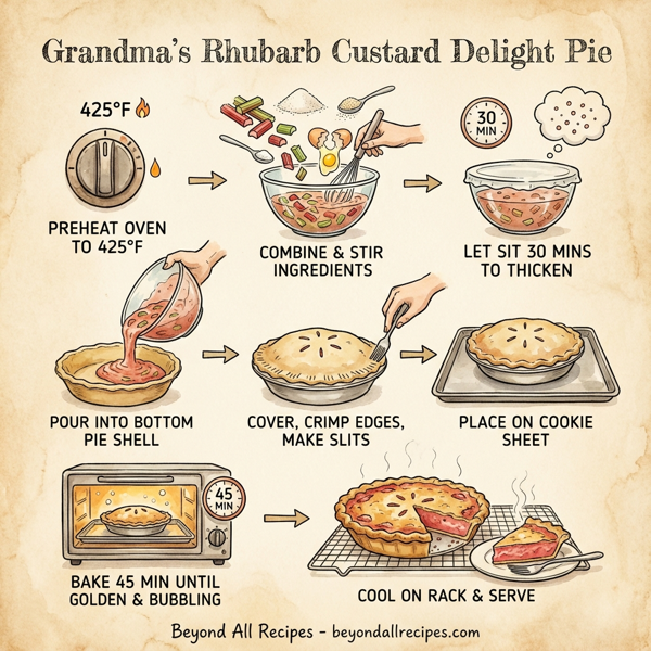Grandma's Rhubarb Custard Delight Pie instructions