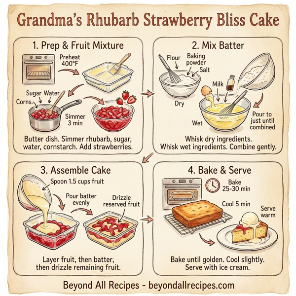 Grandma's Rhubarb Strawberry Bliss Cake instructions