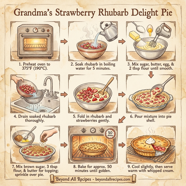 Grandma's Strawberry Rhubarb Delight Pie instructions