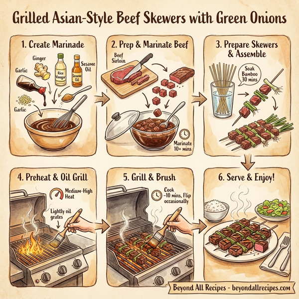 Grilled Asian-Style Beef Skewers with Green Onions instructions