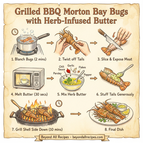 Grilled BBQ Morton Bay Bugs with Herb-Infused Butter instructions