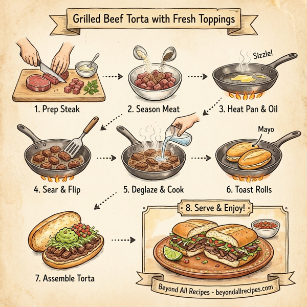 Grilled Beef Torta with Fresh Toppings instructions