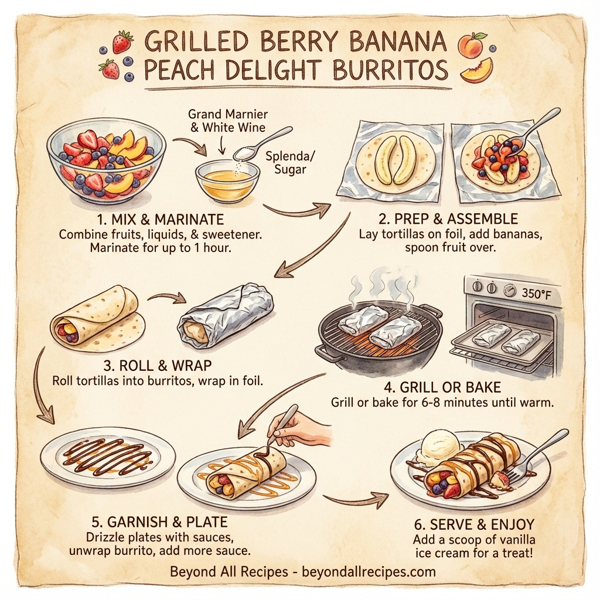Grilled Berry Banana Peach Delight Burritos instructions