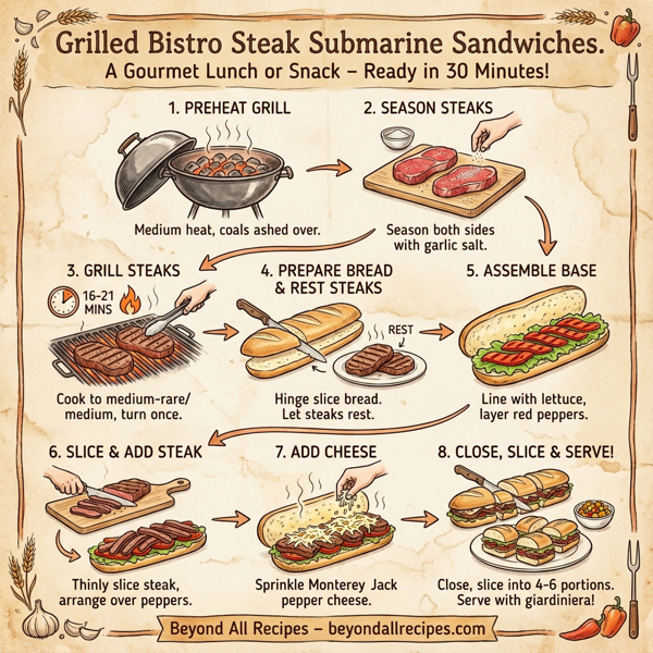 Grilled Bistro Steak Submarine Sandwiches instructions