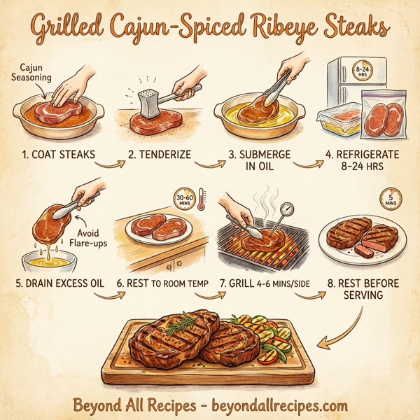 Grilled Cajun-Spiced Ribeye Steaks instructions