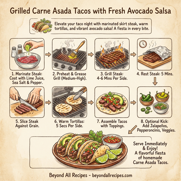 Grilled Carne Asada Tacos with Fresh Avocado Salsa instructions
