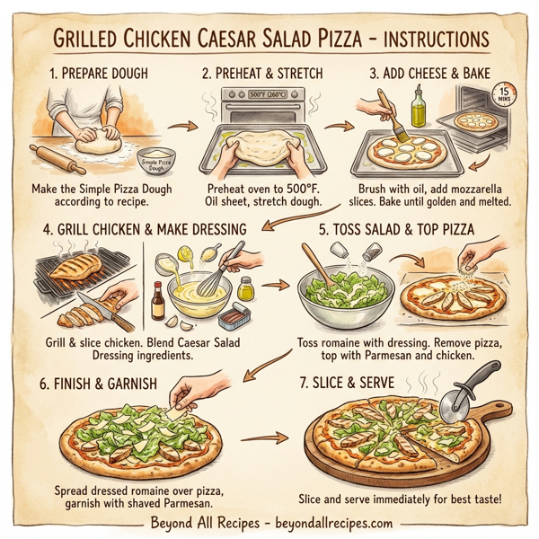 Grilled Chicken Caesar Salad Pizza instructions