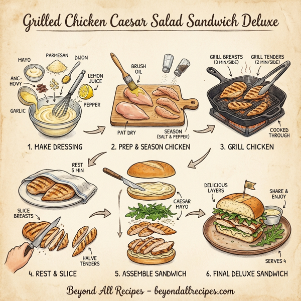 Grilled Chicken Caesar Salad Sandwich Deluxe instructions