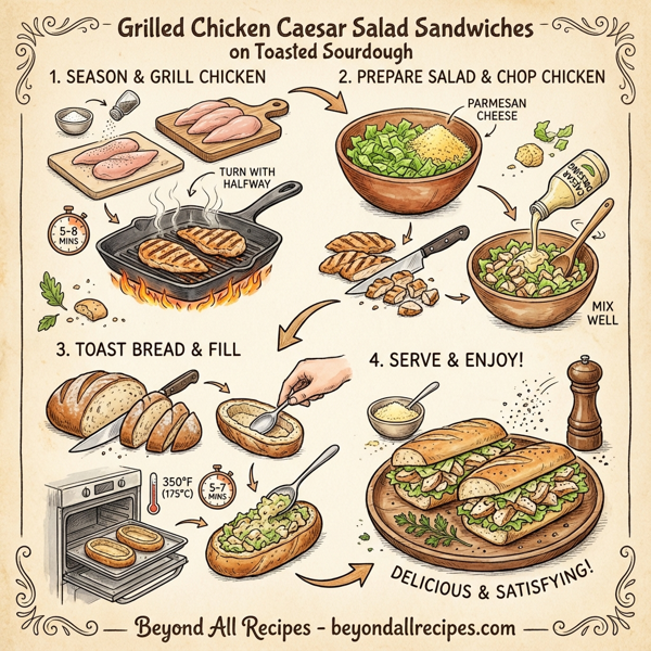 Grilled Chicken Caesar Salad Sandwiches on Toasted Sourdough instructions