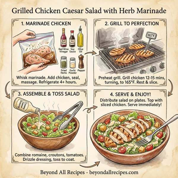 Grilled Chicken Caesar Salad with Herb Marinade instructions