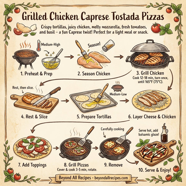 Grilled Chicken Caprese Tostada Pizzas instructions