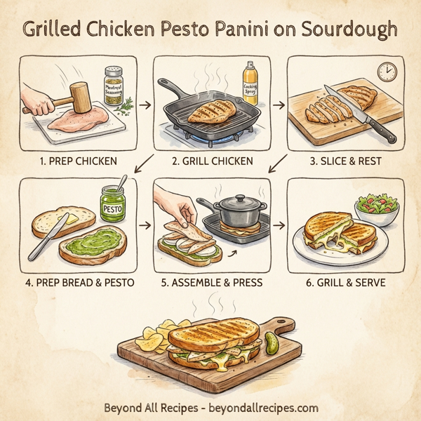 Grilled Chicken Pesto Panini on Sourdough instructions