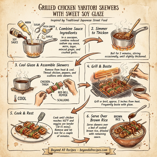 Grilled Chicken Yakitori Skewers with Sweet Soy Glaze instructions