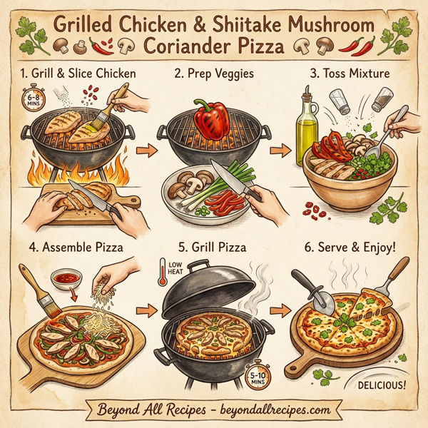 Grilled Chicken & Shiitake Mushroom Coriander Pizza instructions