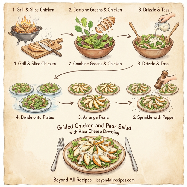 Grilled Chicken and Pear Salad with Bleu Cheese Dressing instructions