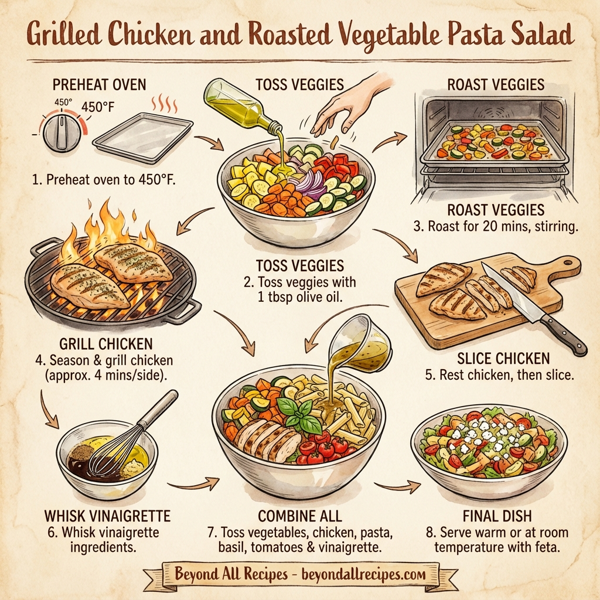 Grilled Chicken and Roasted Vegetable Pasta Salad instructions