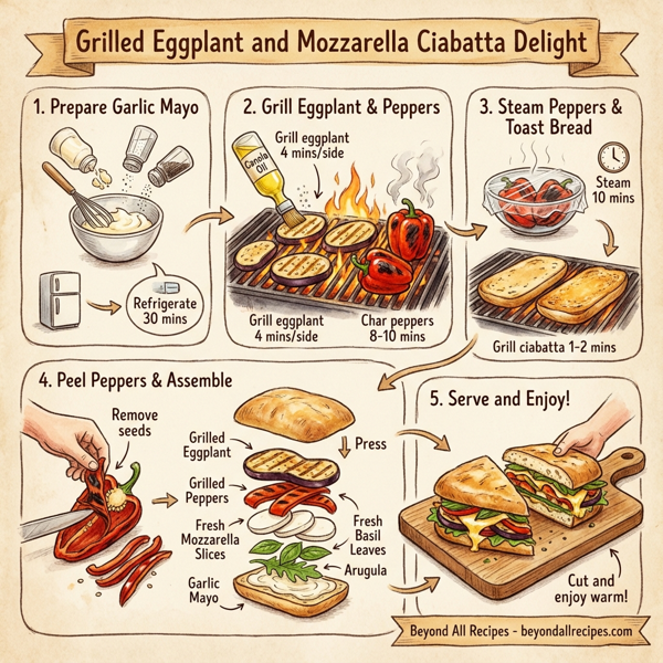 Grilled Eggplant and Mozzarella Ciabatta Delight instructions