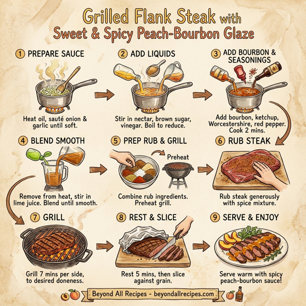 Grilled Flank Steak with Sweet and Spicy Peach-Bourbon Glaze instructions