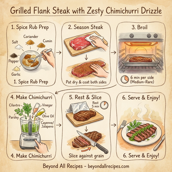 Grilled Flank Steak with Zesty Chimichurri Drizzle instructions