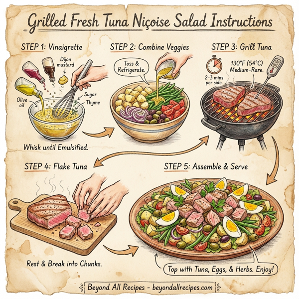 Grilled Fresh Tuna Niçoise Salad instructions