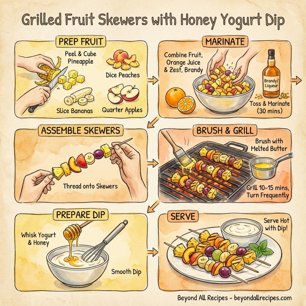 Grilled Fruit Skewers with Honey Yogurt Dip instructions