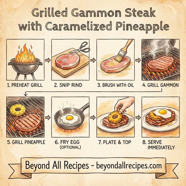 Grilled Gammon Steak with Caramelized Pineapple instructions