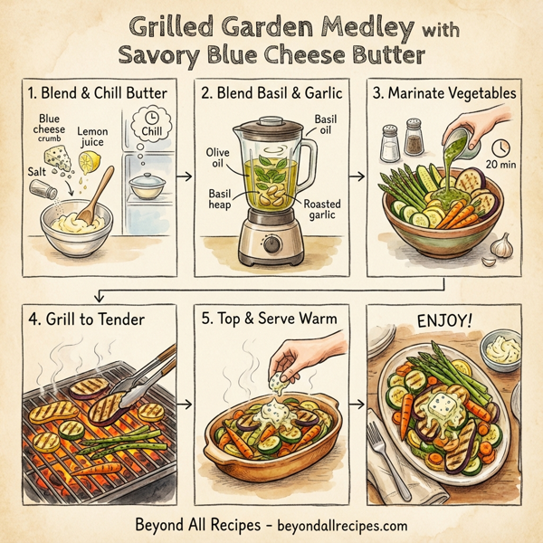 Grilled Garden Medley with Savory Blue Cheese Butter instructions