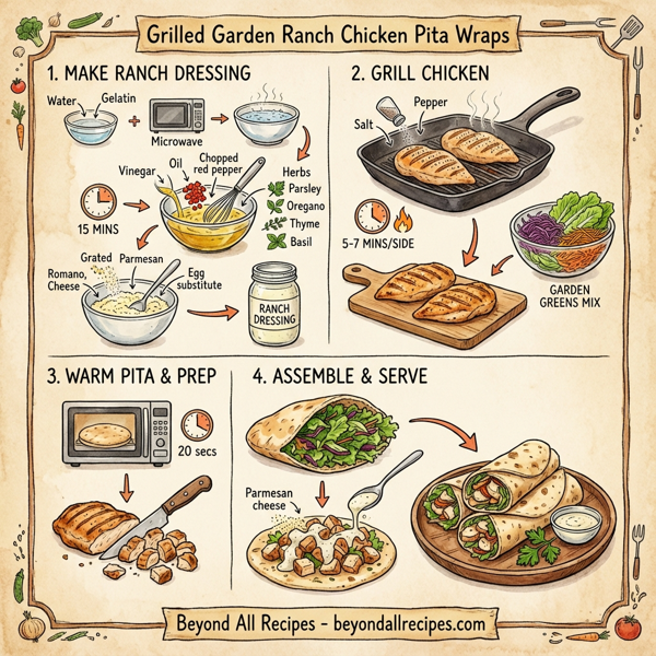 Grilled Garden Ranch Chicken Pita Wraps instructions