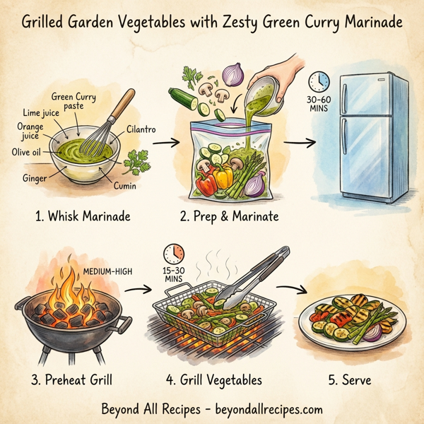 Grilled Garden Vegetables with Zesty Green Curry Marinade instructions