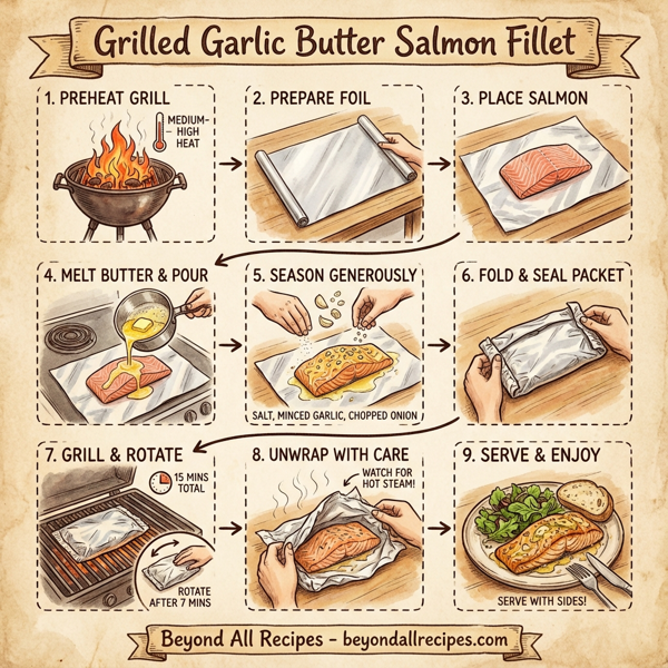 Grilled Garlic Butter Salmon Fillet instructions