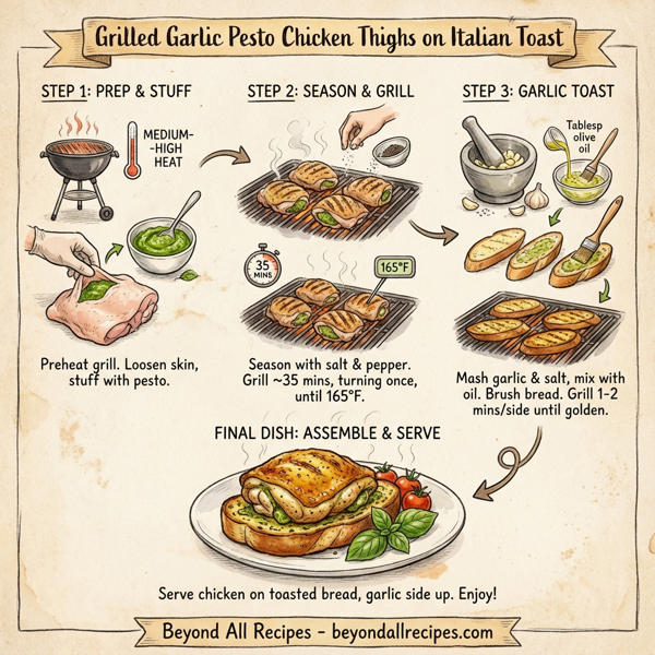 Grilled Garlic Pesto Chicken Thighs on Italian Toast instructions