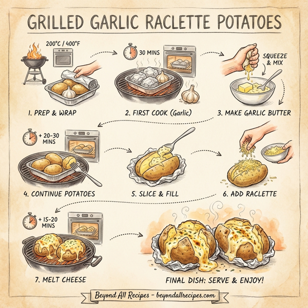 Grilled Garlic Raclette Potatoes instructions