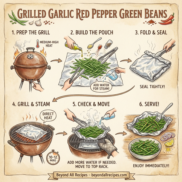 Grilled Garlic Red Pepper Green Beans instructions