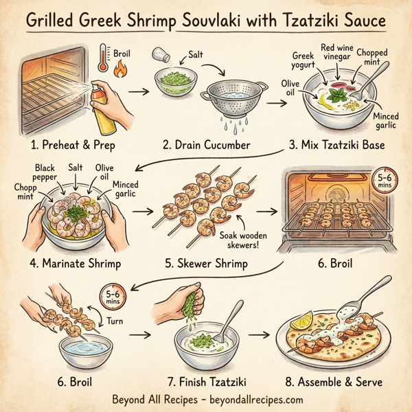 Grilled Greek Shrimp Souvlaki with Tzatziki Sauce instructions